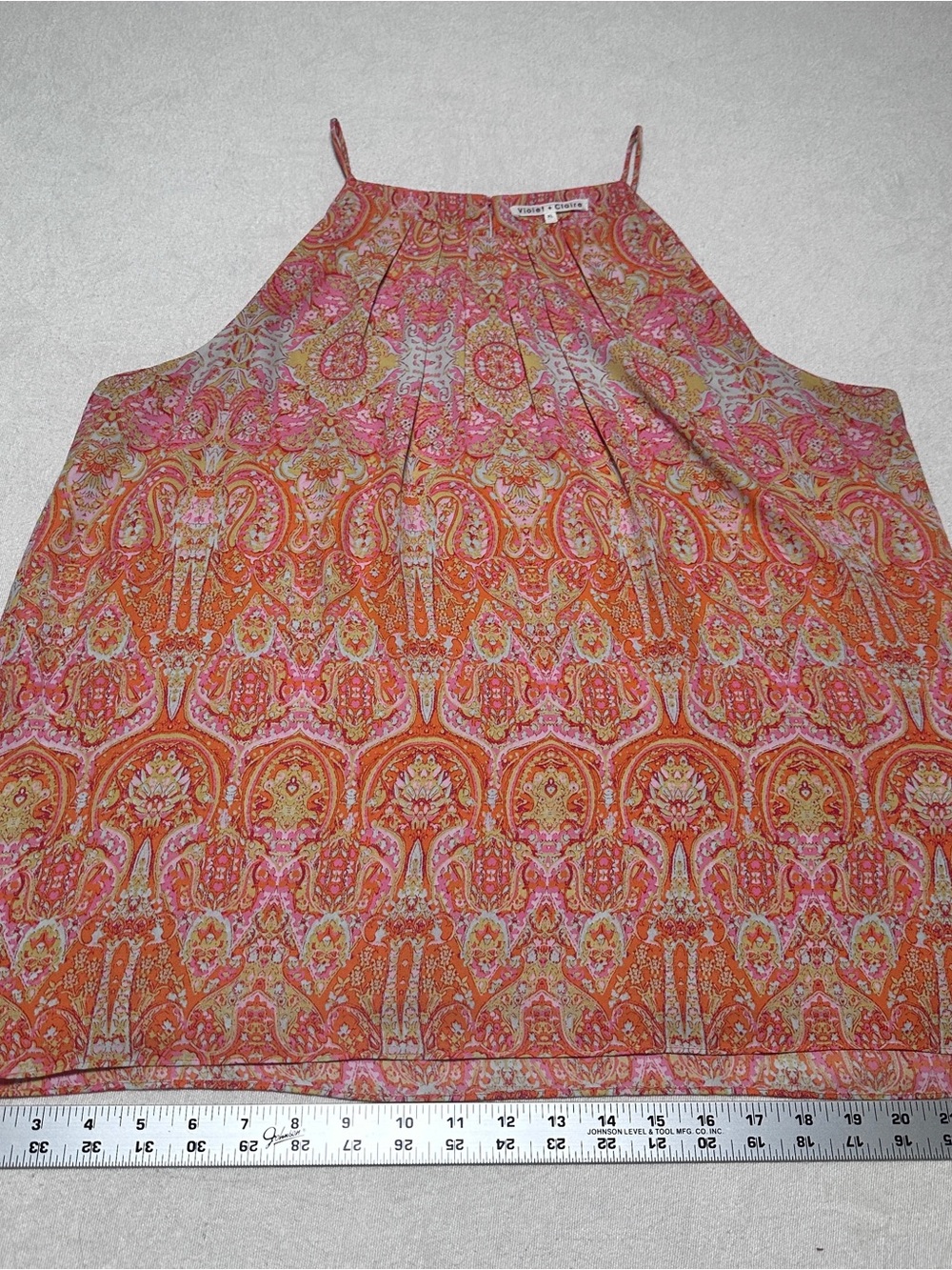 Violet & Claire Orange and Pink Paisley Halter Cami